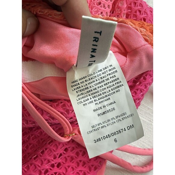 Trina Turk Standard Sun Opal One Piece Swimsuit Pink/Orange Mix Sz 6 New - Picture 6 of 6